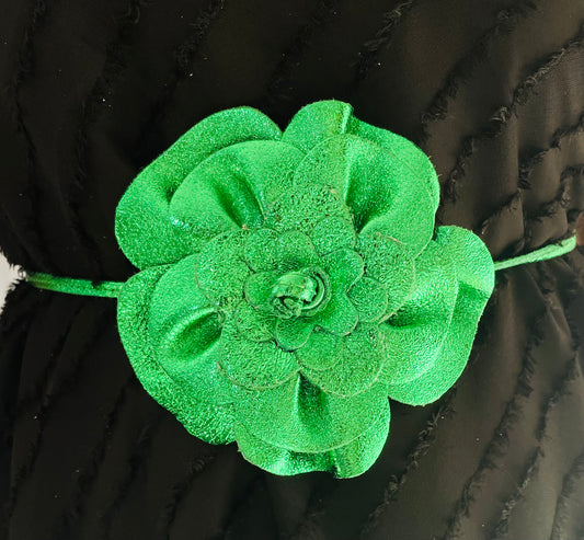 Green Flower Metallic Belt