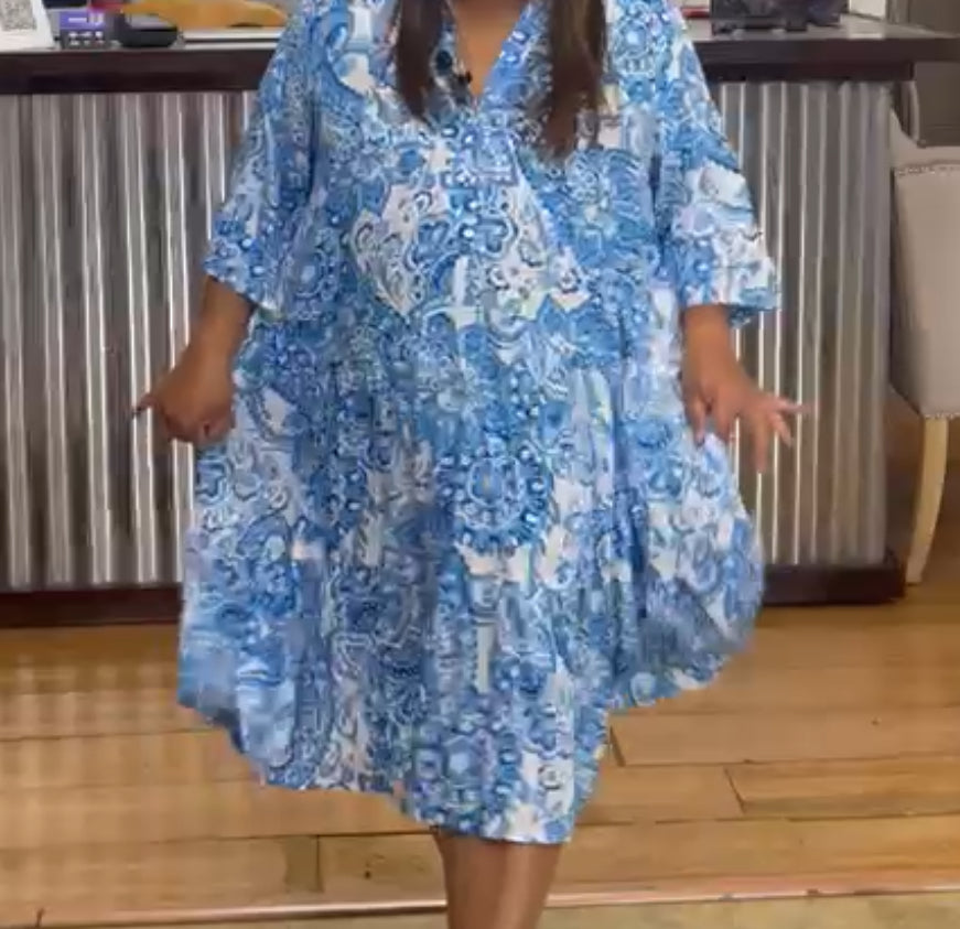 Ocean Tile Tiered Dress
