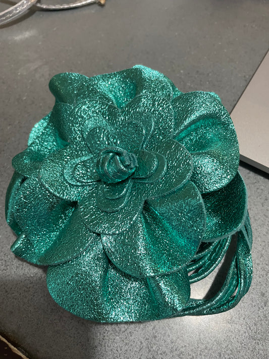 Aqua Metalic Flower Belt