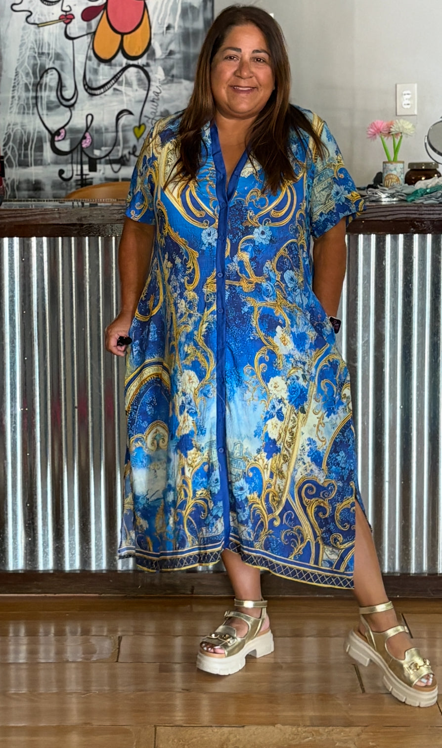 Mediterranean Luxe Shirt Dress