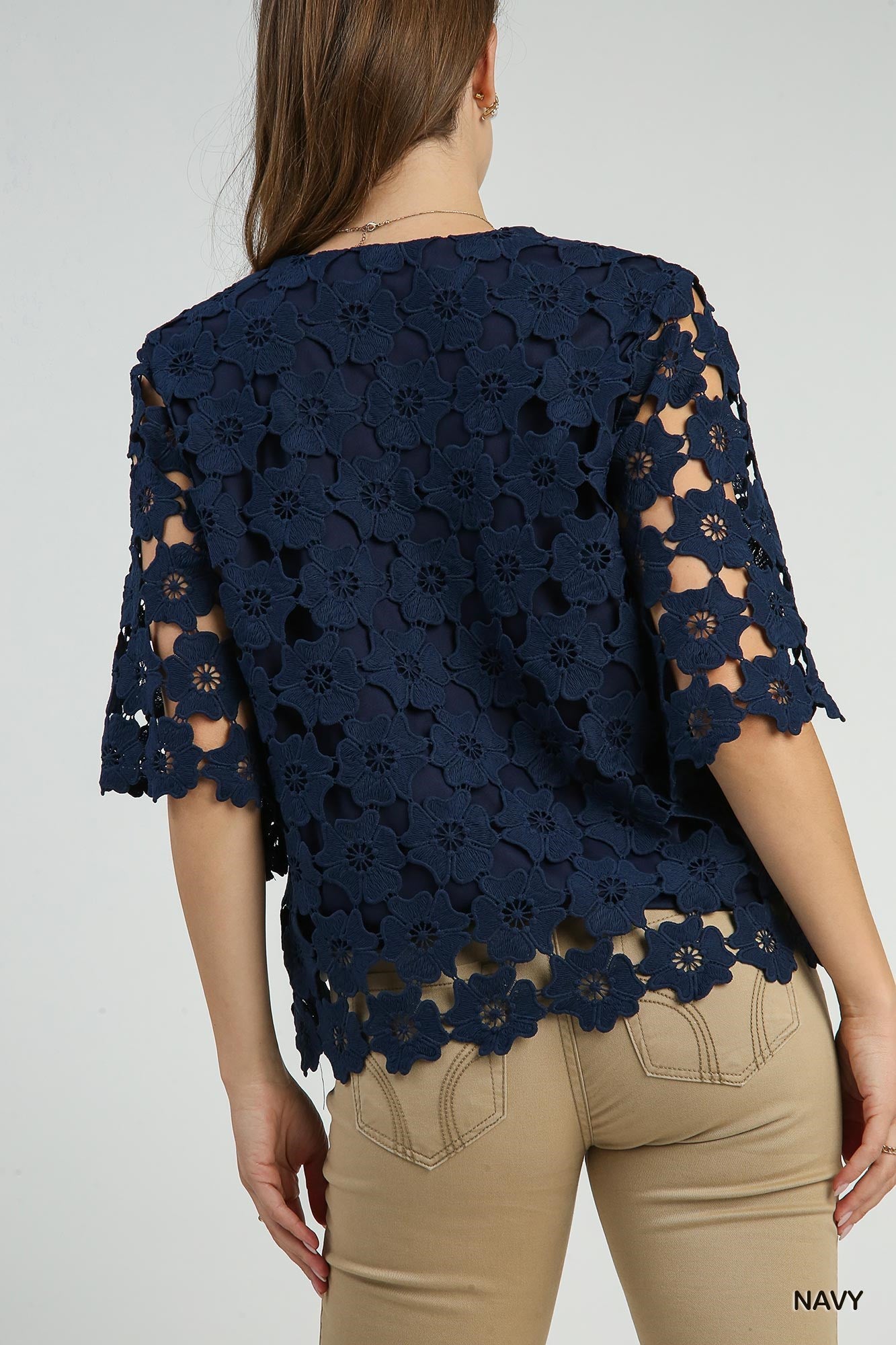 Navy Lace Flower.