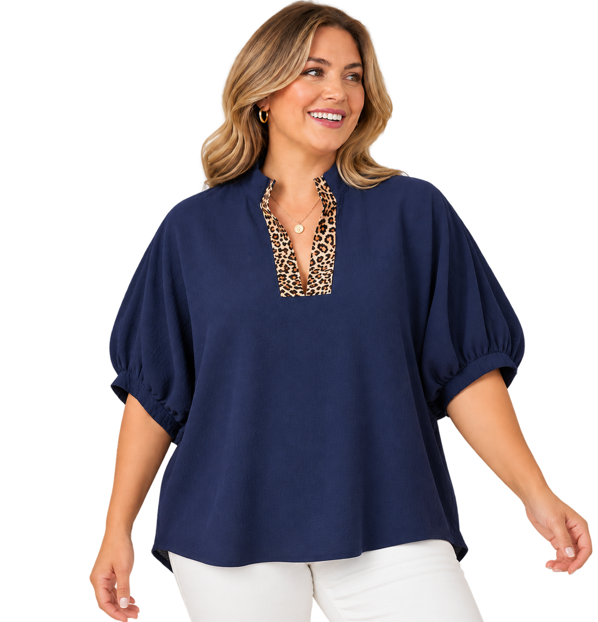 Wild Detail Navy Plus Blouse